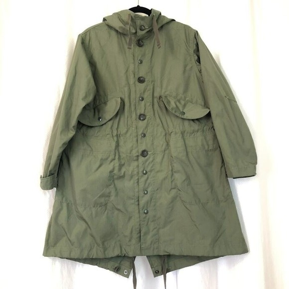 Engineered Garments FWK Women's Large Olive Green Hooded Utility Coat - Picture 1 of 6